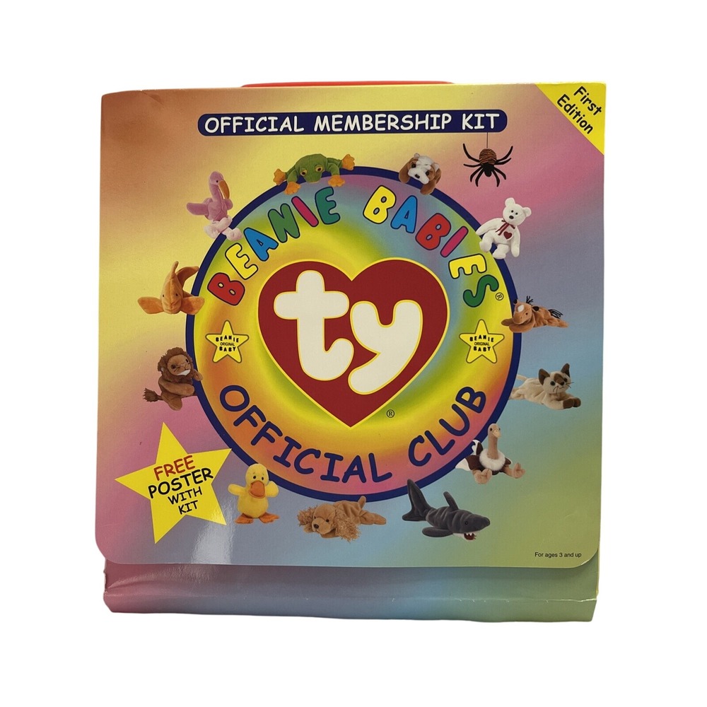 Ty Beanie Babies Official Club First Edition Membership Kit Gold Card Stickers